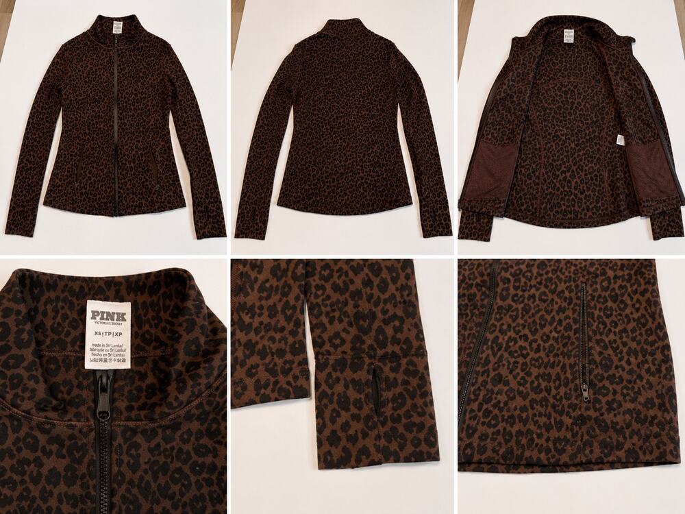 PINK Victoria’s Secret Leopard Print Full Zip Athletic Jacket Women’s XS